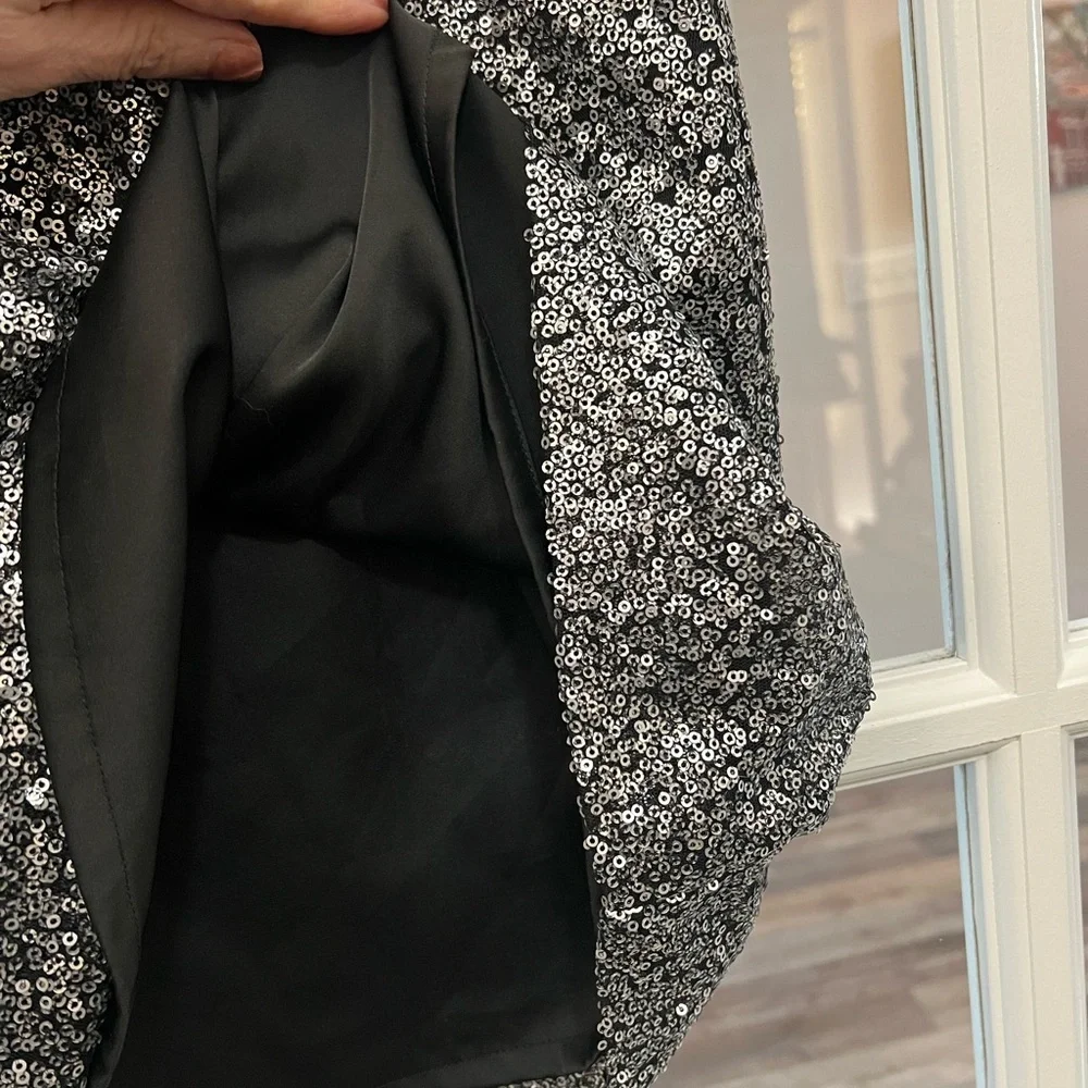 Daniel Cremieux silver and black sequin lined Pencil Skirt Sz S NWT